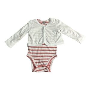 Nordstrom Rack Cardigan Bodysuit Set Pink and White 9 Months